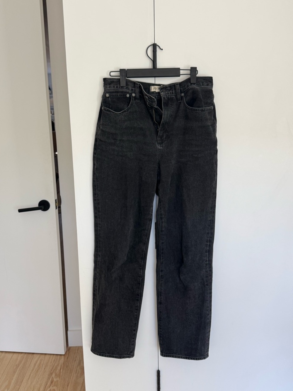 Madewell Washed Black Baggy Straight Jeans, 28